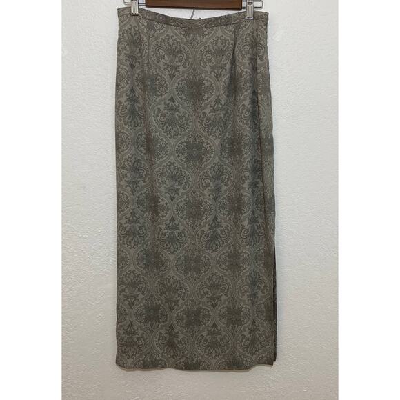 Josephine Chaus Dresses & Skirts - Josephine Chaus Collection Sz 10 Gray Floral Paisley Maxi Skirt Lined Side Slit